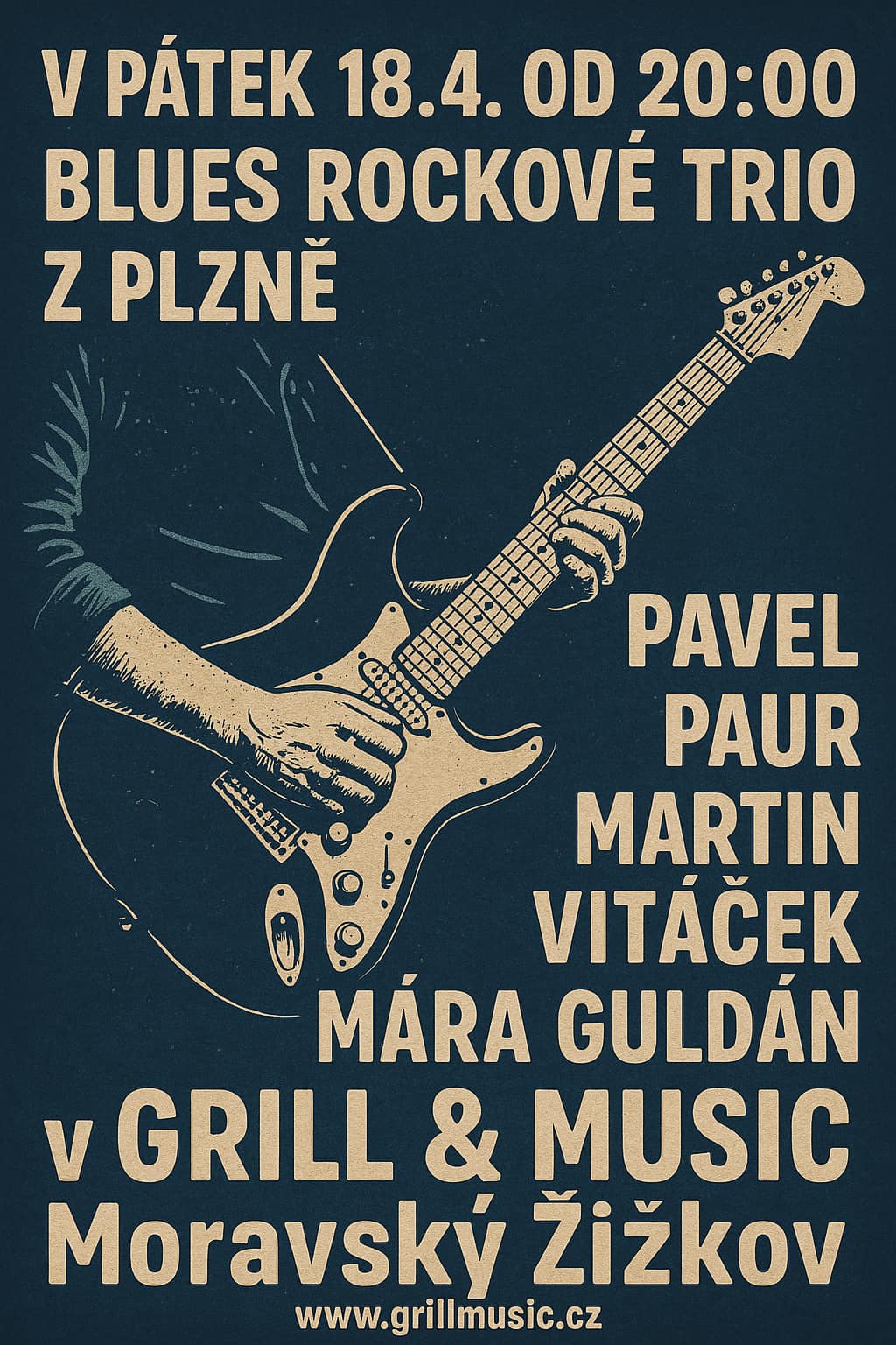Blues rockové trio z Plzně - Pavel Paur, Martin Vitáček a Mára Guldán